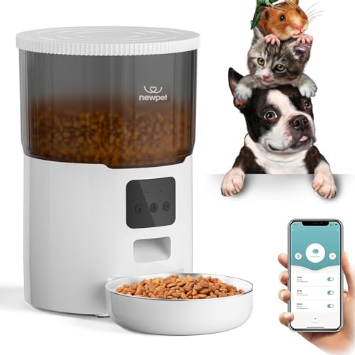 4L Alimentador Gato Automático Câmera Wi-fi Aplicativo, Alimentador automático para cães com sensor de pouco alimento e gravador de voz