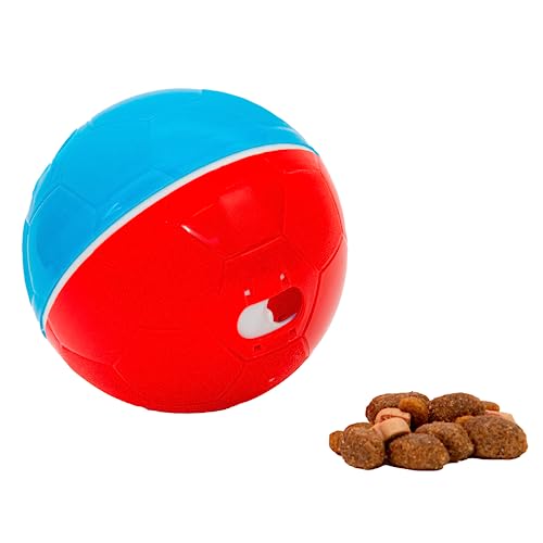 AMICUS - Bolinha de Petiscos para Cães Crazy Ball - Bola com Compartimento para Petiscos de Cachorro, Brinquedo Interativo para Bicho de Estimação, Lazer para Pets - Ajustável - Vermelho e Azul, 100g