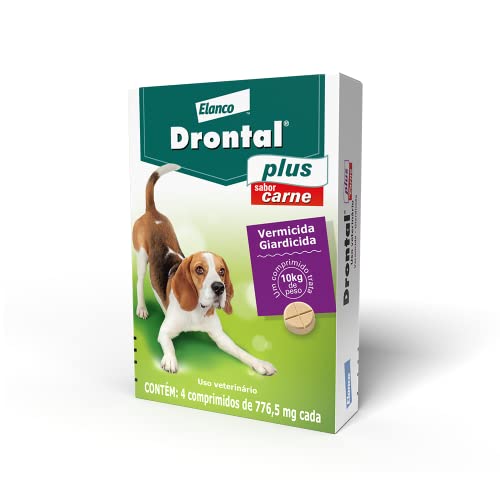Bayer Vermífugo Drontal Plus Sabor Carne Para Cães De Até 10Kg - 4 Comprimidos