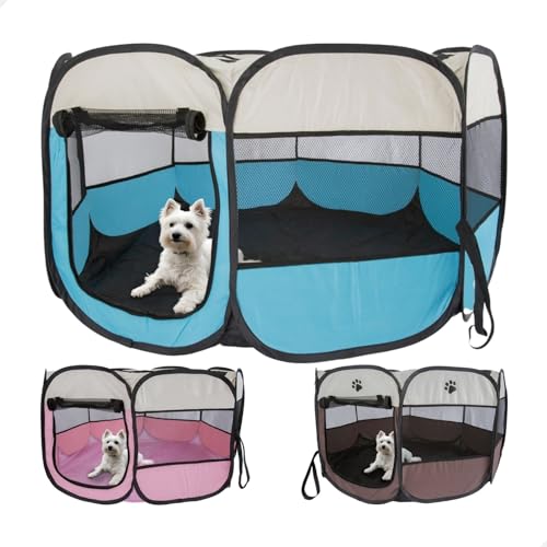 Casinha Cercadinho Cachorro Portátil Dobrável Para Pet Cães G (Azul)