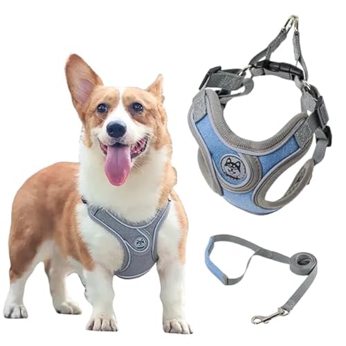 Coleira Peitoral para Cachorros Ajustável com Guia de Passeio (Rosa, G)