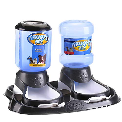 Comedouro Duplo Automatico Para Cachorros Pet Bebedouro Gato Cor:Preto