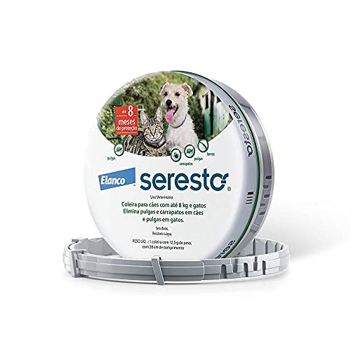 Elanco Coleira Antipulgas E Carrapatos Bayer Seresto Para Cães E Gatos De Até 8Kg