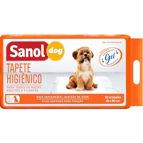 Sanol Dog Tapete Higiênico Descartável Para Cães 30 Unidades Branco Tamanho Total 60Cm X 80Cm Tamanho De Absorvição 50Cm X 56Cm