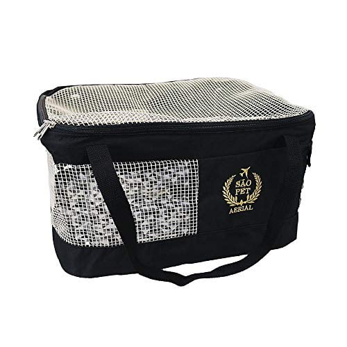 São Pet Bolsa Aerial Para Transporte De Cães E Gatos Em Avião - 43 Cm X 32 Cm X 24 Cm - Preta