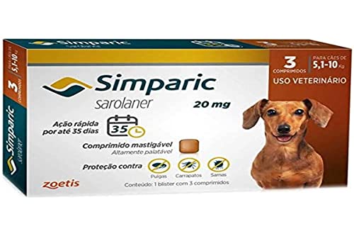 Zoetis Simparic 20Mg 5 1 Até 10Kg 03 Compr Para Cães