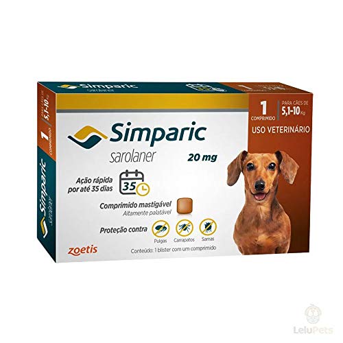 Zoetis Simparic 20Mg 5 1 Até 10Kg 1Cp Para Cães