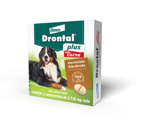 Bayer Vermífugo Drontal Plus Sabor Carne Para Cães De Até 35Kg - 2 Comprimidos