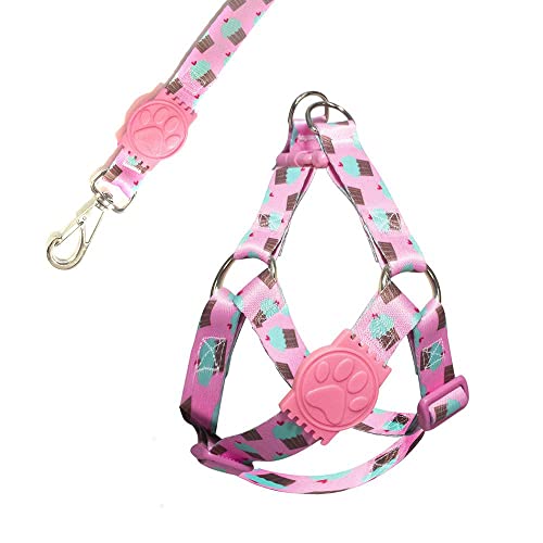 MY PET BRASIL Peitoral Para Cachorros P Ajuste Fácil No Corpo Do Pet Cupcake Coleira Peitoral Regulável Confortável E Resistente Rosa
