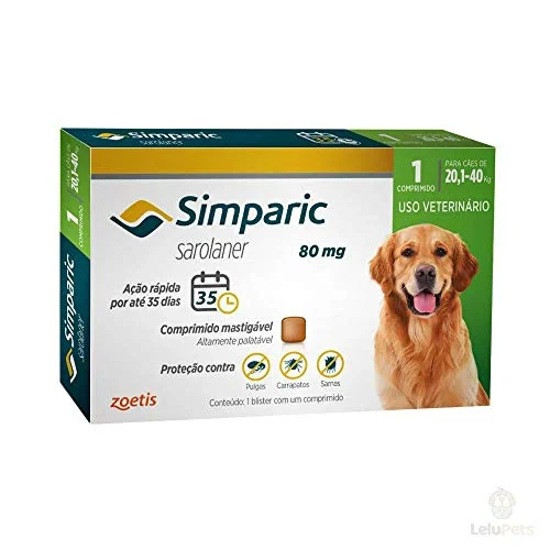 Zoetis Simparic 80Mg 20 1 Até 40Kg 1Cp Para Cães
