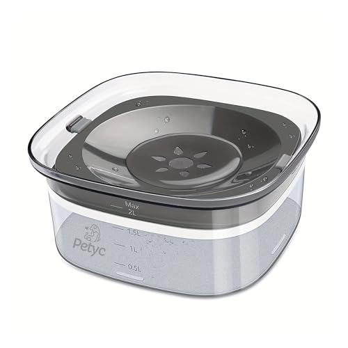 Bebedouro Automático Pelo Seco 2L PETYC Premium Design, 20x11 cm, Produto Petshop Raças de Pelo Longo (Cinza)