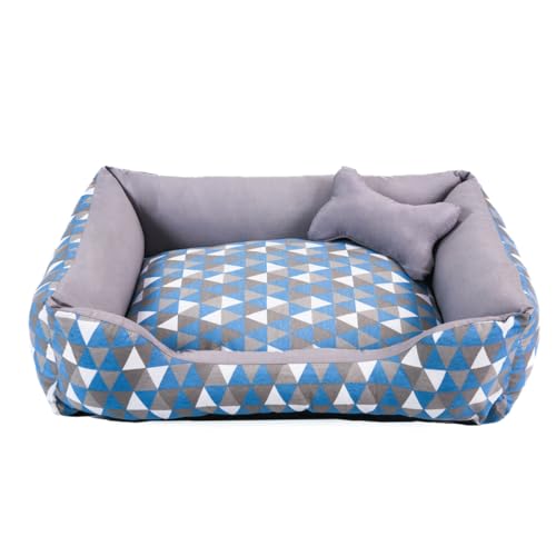 Cama para Cachorro Médio 60X50 Com Zíper Estampa Geométrico Turquesa Cinza