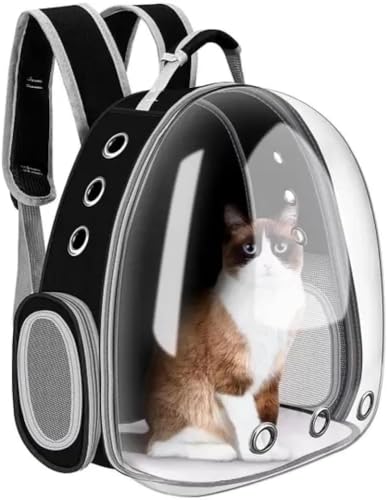 Mochila De Transporte Para Pets Cachorros E Gatos Com Ventilação Transparente E Visão Panorâmica Bolsa Astronauta Passeio Animal De Estimação Portátil (Preto)