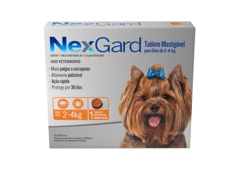 NexGard Antipulgas e Carrapatos para Cães de 2 a 4kg, 1 tablete