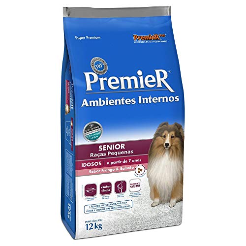 Ração Premier Senior Ambientes Internos para Cães Adultos 7+ Sabor Frango e Salmão, 12kg Premier Pet Raça Idosos,