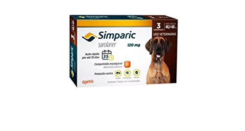 Zoetis Simparic 120Mg 40 1 Até 60Kg 03 Compr Para Cães