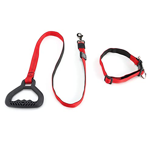 Coleira de cão resistente, coleiras de cachorro ajustáveis ​​​​respiráveis ​​​​estrutura elástica forte coleira de corda para animais de estimação com coleira para(vermelho)