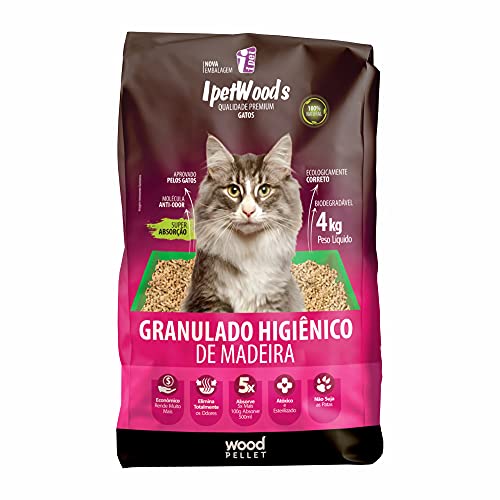 GRANULADO HIGIÊNICO DE MADEIRA IPET WOOD'S P/Gatos 4KG