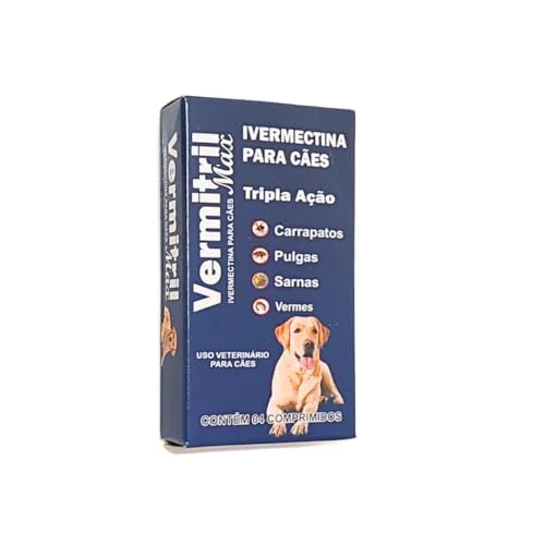 Mastigáveis sabor carne para cães de 30 a 60kg, Triplo Ação contra pulgas, carrapatos e vermes, 4 comprimidos