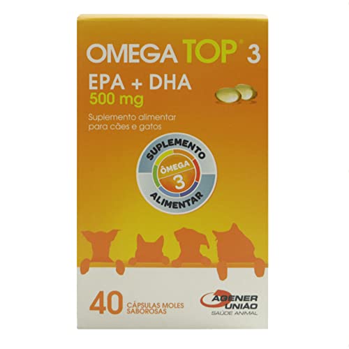 Suplemento Agener Ômega Top 3 para Cães e Gatos com 40 Capsulas - 500 mg