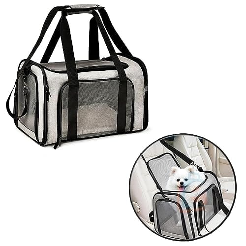 Bolsa de Transporte Pet Avião Viagem para Reforçada Cachorros e Gatos Cabine - Duke & Dixie (Cinza/Preto)