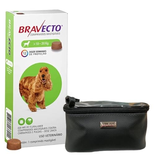 Bravecto Cães Antipulgas e Carrapatos MSD 500mg 10-20 kg | Kit com Bolsa Bravecto