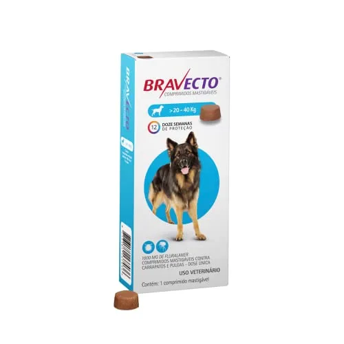 Bravecto Cães de 20 até 40kg Bravecto para Cães, 20 a 40kg,