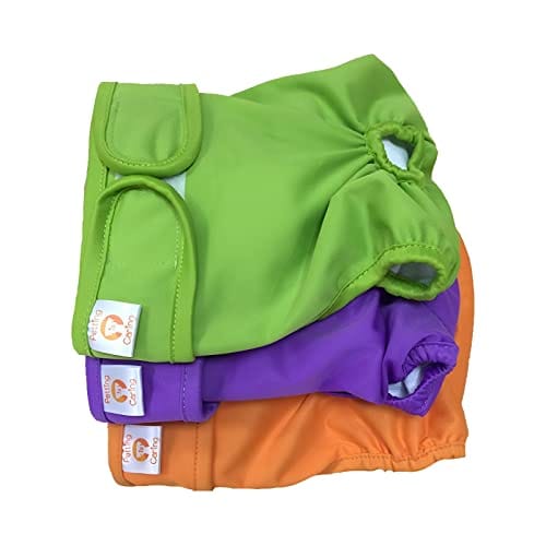 Fralda Cachorro Fêmea Reutilizáveis 3 Pcs Petting Is Caring - Materiais Duráveis Solução lavável na máquina para incontinência de animais de estimação e viagens longas (SOLID, XS)