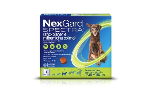 NexGard Spectra Antipulgas e Carrapatos e Vermífugo para Cães de 7,6 a 15kg - 1 tablete