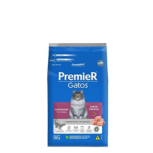 Premier Pet Ração Gatos Castrados 7 a 11 Anos Ambientes Internos Frango - 7,5kg