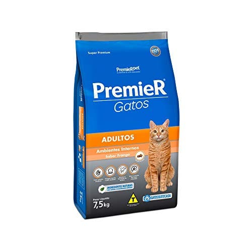 Ração Premier Ambientes Internos para Gatos Adultos Sabor Frango 7,5Kg