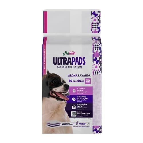 Tapete Higiênico Para Cães Ultra Pads Aroma de Lavanda para Cães 80cmx60cm 30 Unidades