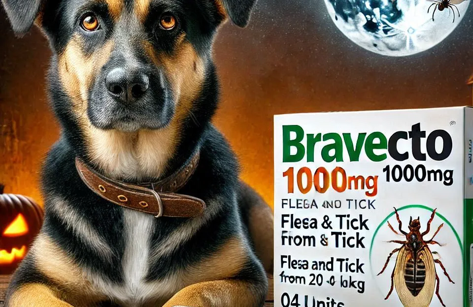 Antipulgas e Carrapatos Bravecto MSD 1000mg para Cães de 20 a 40kg - Combo com 04 Unidades
