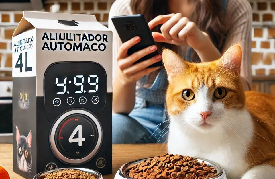 Alimentador Automático 4L Tuya APP para Cães e Gatos