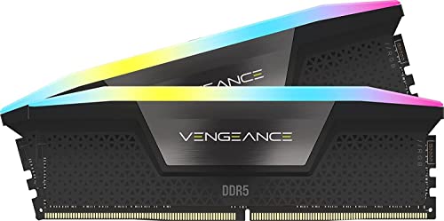 CORSAIR VENGEANCE RGB DDR5 RAM 64GB (2x32GB) 6400MHz CL32-40-40-84 1,40V Intel XMP Desktop Computer Memory - Preto (CMH64GX5M2B6400C32)