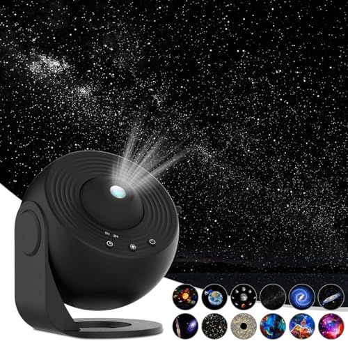 Cielo Projetor de Estrelas, Projetor de Galaxia, a Magia do Universo em Casa, Projeção Nítida de Milhares de Estrelas, Planetas e Nebulosas, 12 Imagens Substituíveis em Resolução 4K Ultra HD (Preto)