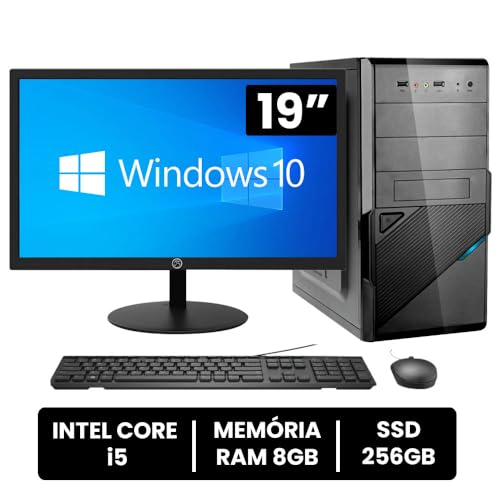 Computador Completo Intel I5, 8gb Ram, Ssd 256, Monitor 19 - Uso doméstico e escritório