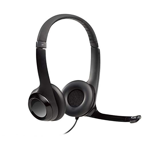 Headset com fio USB Logitech H390 com Almofadas Confortáveis, Controles de Áudio Integrado e Microfone com Redução de Ruído - Preto