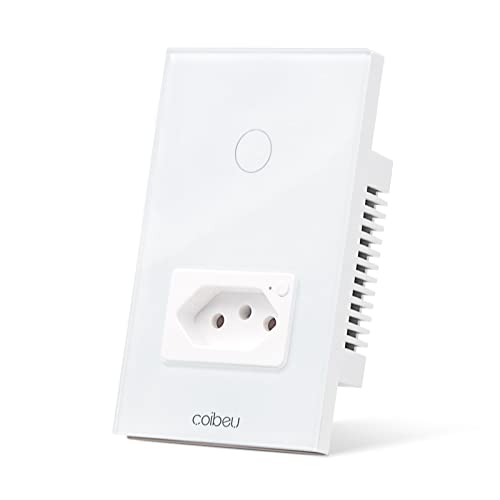 Interruptor Inteligente WiFi com Tomada, Interruptor Smart Sem Fio Doméstico Multifuncional, Controle Remoto de Eletrodomésticos Por Celulares, Interruptor Cronometrado, (1 botões)