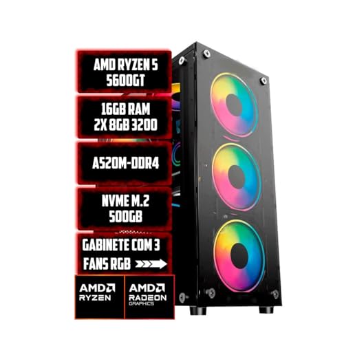 Pc Gamer Amd Ryzen 5 5600GT, Radeon™ Graphics Vega 7, 16gb Ram, Nvme 500gb, Gabinete Rgb 3 fans