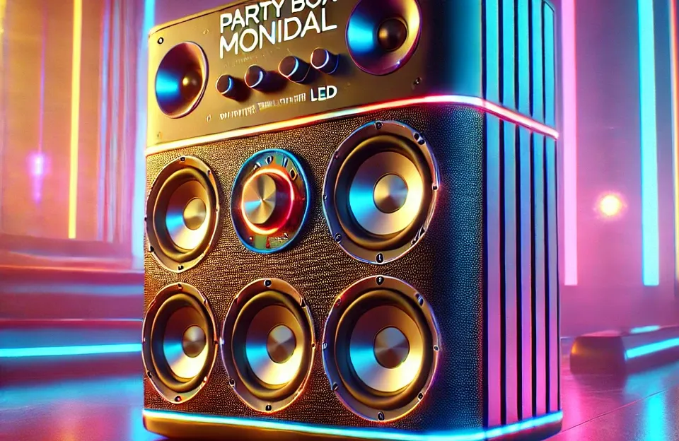 Caixa de Som Party Box Mondial 600W com Bluetooth e LED