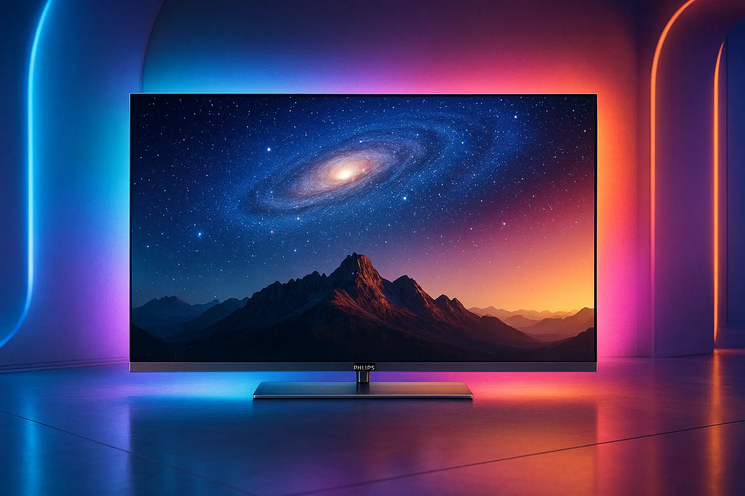 Smart TV Philips 55" Mini LED: Ambilight e Imagem de Cinema