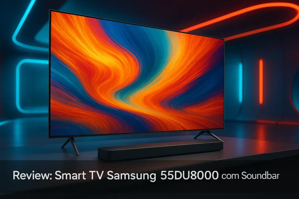 Smart TV Samsung 55DU8000 com Soundbar: Imersão e Estilo na Medida Certa