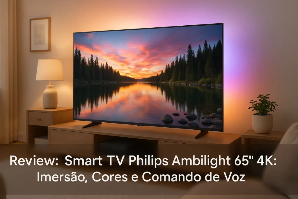 Smart TV Philips Ambilight 65" 4K: Imersão, Cores e Comando de Voz