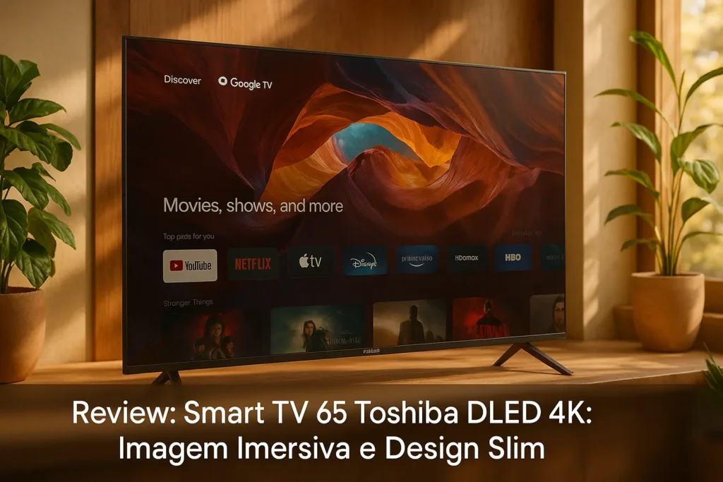 Smart TV 65" Toshiba DLED 4K: Imagem Imersiva e Design Slim