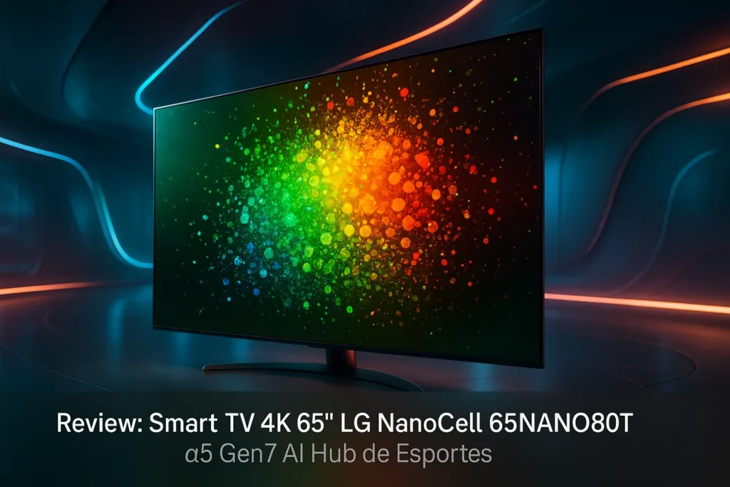 Smart TV 4K 65" LG NanoCell 65NANO80T: Processador α5 Ger7 AI Hub de Esportes