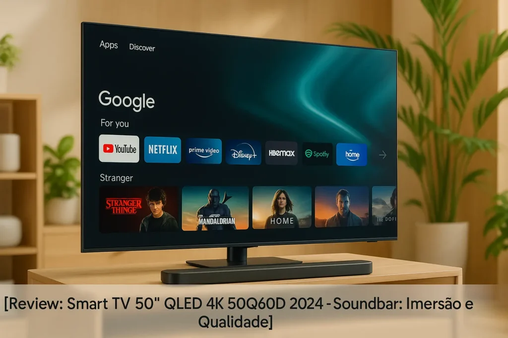 Smart TV 50" QLED 4K 50Q60D 2024 + Soundbar: Imersão e Qualidade