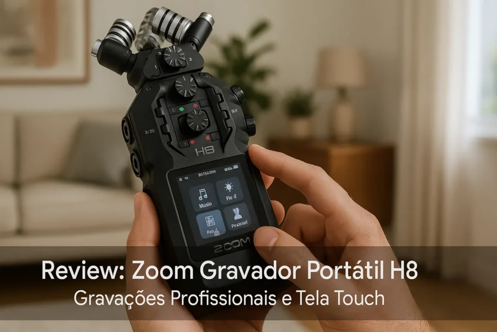 Zoom Gravador Portátil H8: Gravações Profissionais e Tela Touch
