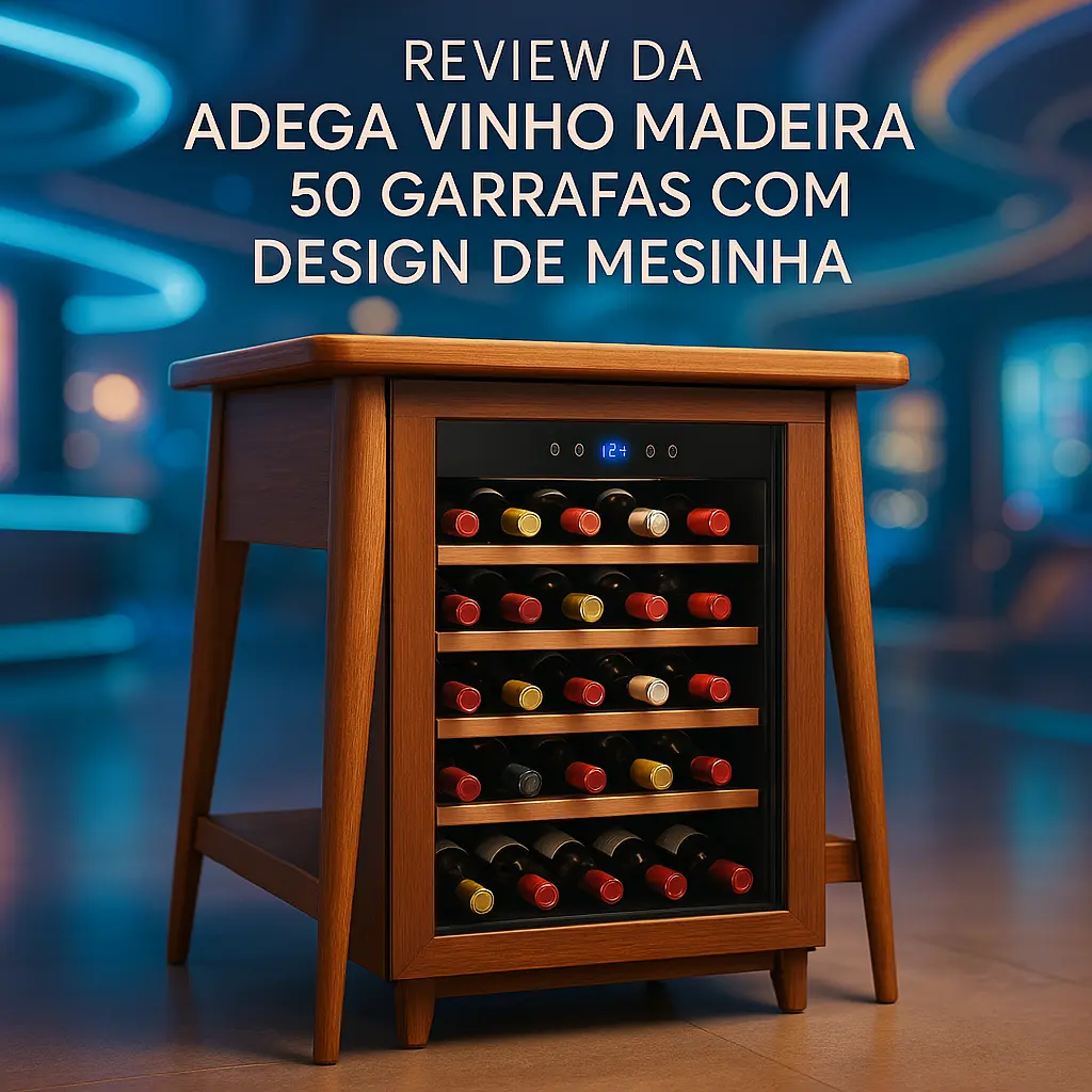 Adega Vinho Madeira 50 Garrafas com Design de Mesinha