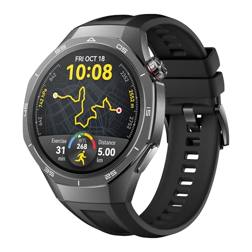 SmartWatch, HUAWEI WATCH GT 5 Pro 46mm, Cerâmica e Titânio, Monitoramento Esportivo Profissional, Mapas de campos de golfe, Até 2 Semanas de Bateria, Compatível com iOS e Android, Preto